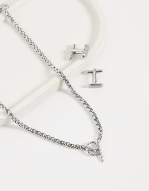 ASOS DESIGN - Sølvfarvet halskæde med T-bar og kædeled i vandfast, rustfrit stål, 2 af 4