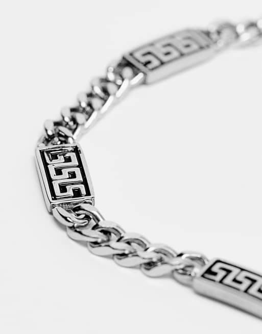 ASOS DESIGN - Sølvfarvet kædearmbånd i vandtæt rustfrit stål med græsk bølgedesign, 2 af 4