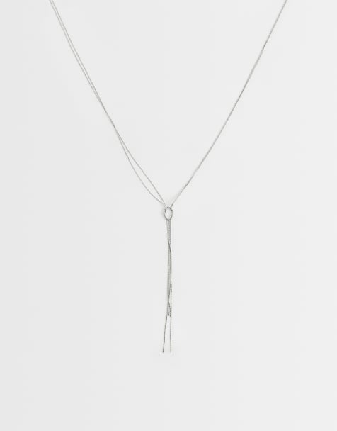 ASOS DESIGN - Sølvfarvet lasso-halskæde med fin slangekæde og knudedesign - view 1