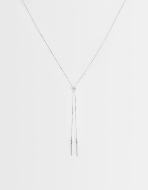 ASOS DESIGN - Sølvfarvet lasso-halskæde med fin slangekæde - view 1