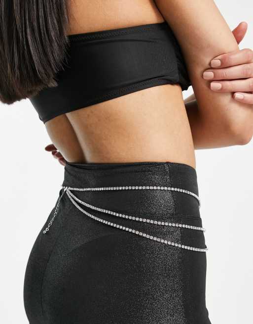 ASOS DESIGN - Sølvfarvet mavekæde med krystalhjerte og draperet detalje, 2 af 4