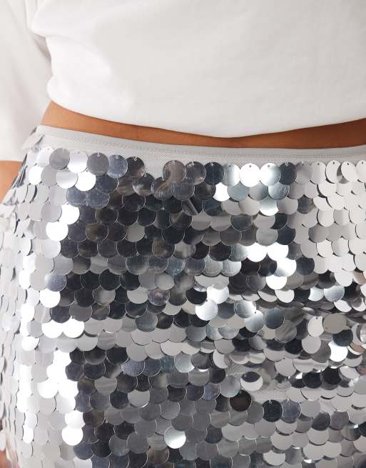 ASOS DESIGN - Sølvfarvet mininederdel med store pailletter, 5 af 5
