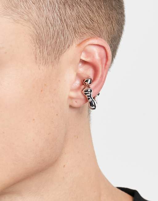 ASOS DESIGN - Sølvfarvet ørecuff med dryppende effekt