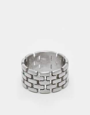 ASOS DESIGN - Sølvfarvet ring med kædedesign i murstensstil i vandtæt rustfrit stål med poleret overflade - view 1
