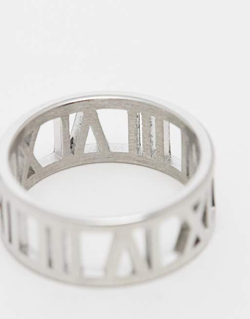 ASOS DESIGN - Sølvfarvet ring med romertalsdesign i rustfri stål, 2 af 4