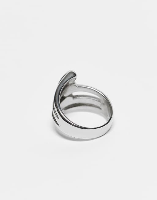 ASOS DESIGN - Sølvfarvet slå om-ring i vandtæt rustfrit stål med snoningsdetalje, 3 af 3