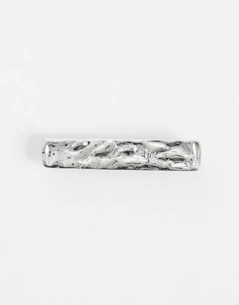 ASOS DESIGN - Sølvfarvet slipsenål med smeltet metallook - view 1