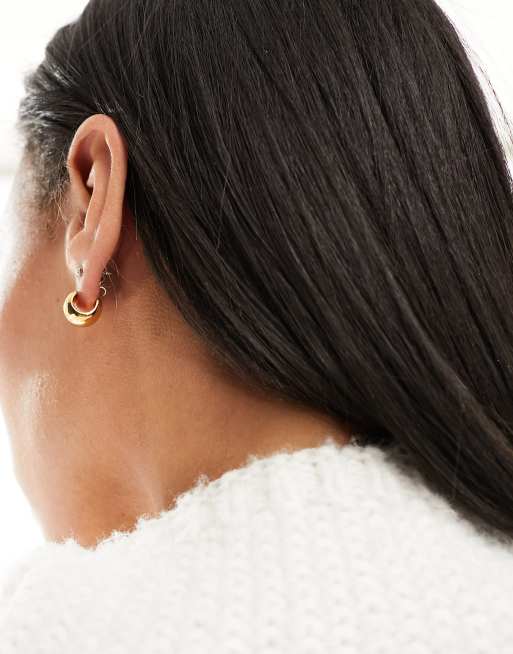 ASOS DESIGN - Små hoop-øreringe med 14 karat guldbelægning, 4 af 4