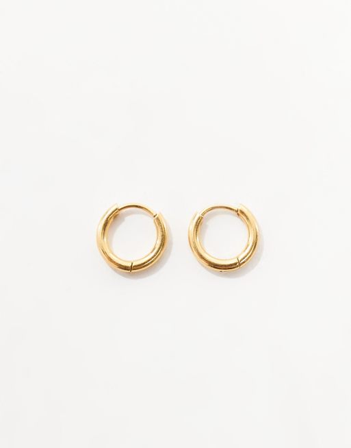 ASOS DESIGN - Små og guldfarvede hoop-øreringe i vandfast rustfrit stål, 2 af 4