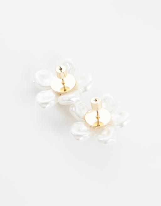 ASOS DESIGN små stiftörhängen med detaljer i konstpärla i guldfärg - GOLD, 3 av 4