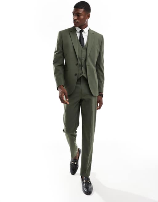 ASOS DESIGN - Smal colbert in bosgroen