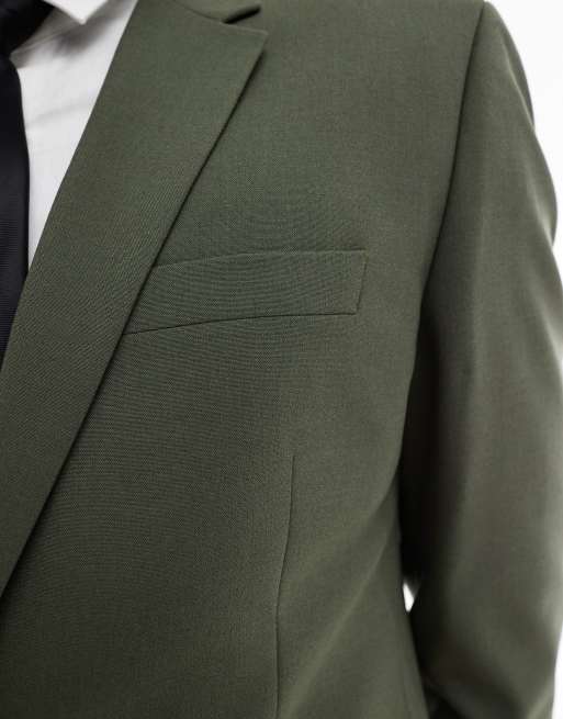 ASOS DESIGN Smal colbert in bosgroen ASOS