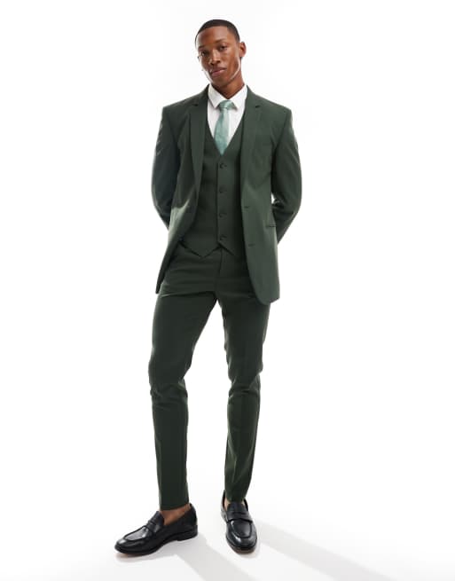 ASOS DESIGN - Smal colbert in donkergroen
