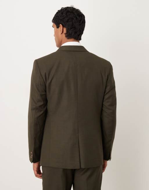 ASOS DESIGN - Smal colbert in olijfgroen gemêleerd met textuur, 3 van 5