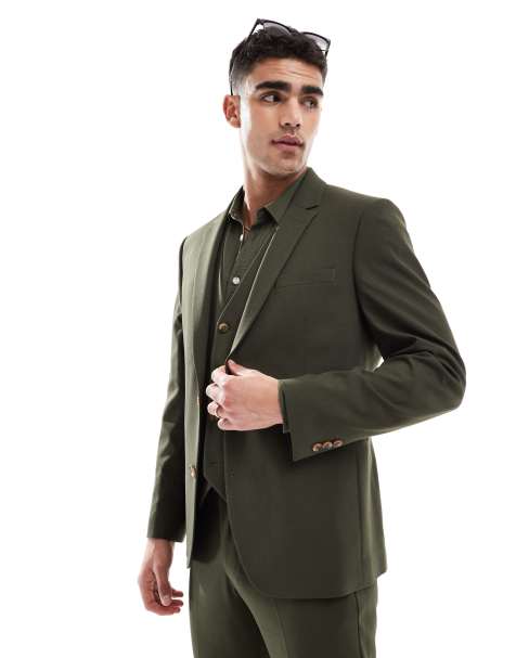 ASOS DESIGN - Smal colbert in olijfgroen - view 1