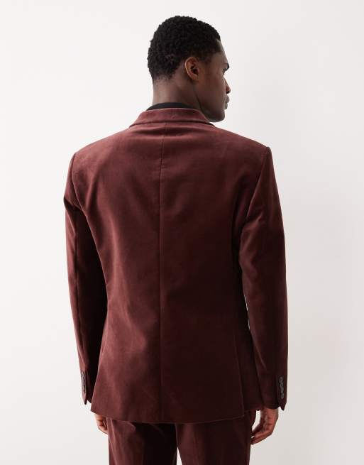 ASOS DESIGN - Smal colbert met dubbele rij knopen van katoenfluweel in donkerbruin, 3 van 5