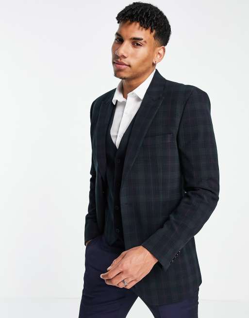 ASOS DESIGN - Smal colbert met Schotse ruit in blackwatch