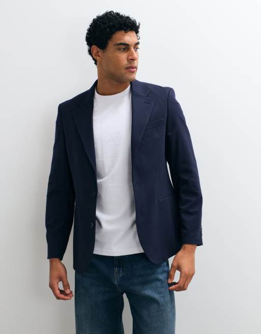 ASOS DESIGN - Smal colbert van flanel in marineblauw, 5 van 5