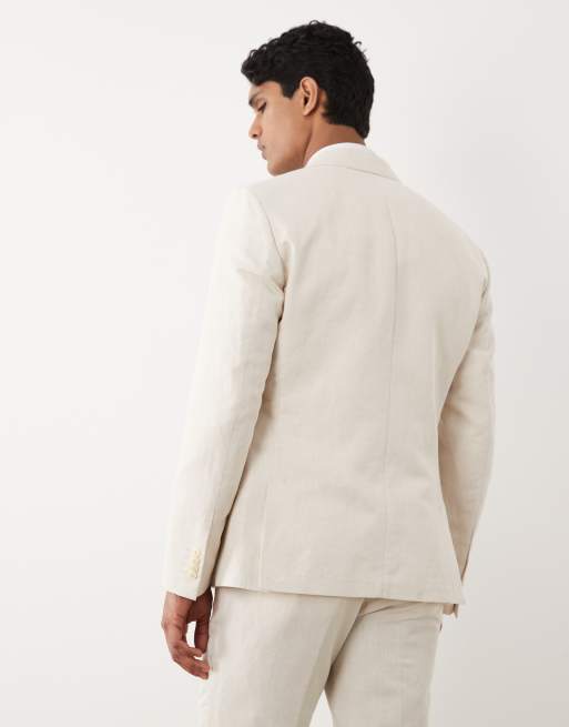ASOS DESIGN - Smal colbert van linnenrijke keperstof in ecru, 5 van 5