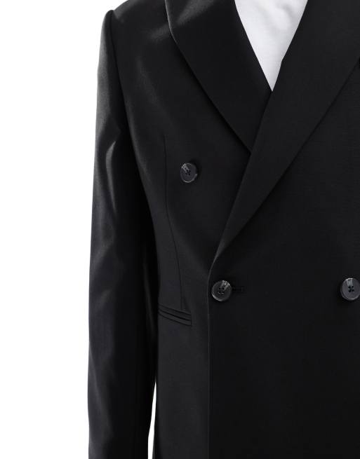 ASOS DESIGN - Smal double-breasted colbert in zwart, 4 van 5