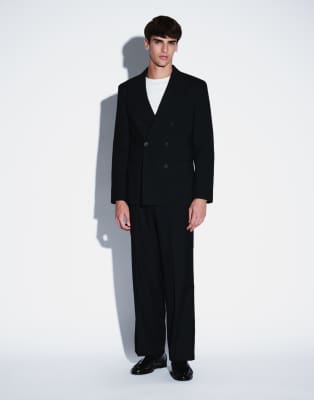 ASOS DESIGN - Smal double breasted pakl in zwart | ASOS