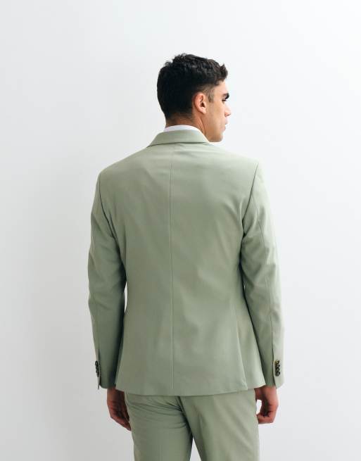 ASOS DESIGN smal dubbelknäppt kostymkavaj i salviagrönt, 3 av 5