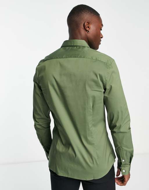ASOS DESIGN - Smal elegant skjorte i khaki, 2 af 4