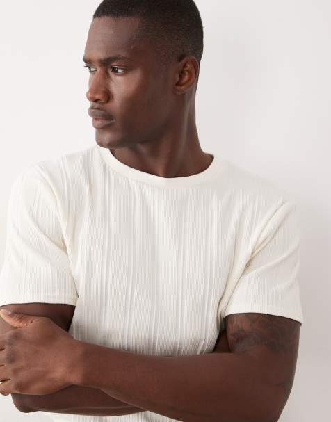 ASOS DESIGN - Smal geribbeld T-shirt in crème - view 1