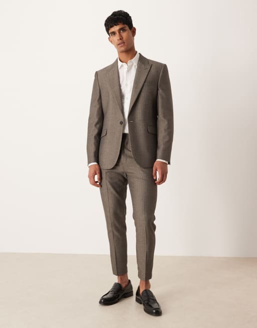 ASOS DESIGN - Smal gestreept colbert met keperstof met wollook in grijs, 2 van 5