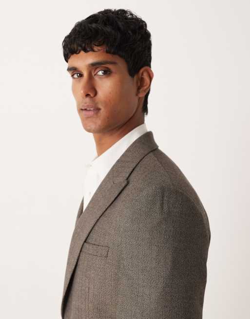 ASOS DESIGN - Smal gestreept colbert met keperstof met wollook in grijs, 4 van 5