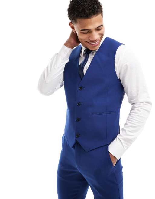 ASOS DESIGN - Smal gilet in donkerblauw