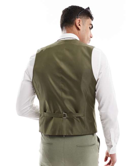 ASOS DESIGN - Smal gilet in olijfgroen, 2 van 5