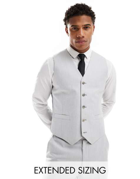 ASOS DESIGN - Smal gilet met visgraatmotief in grijs - view 1