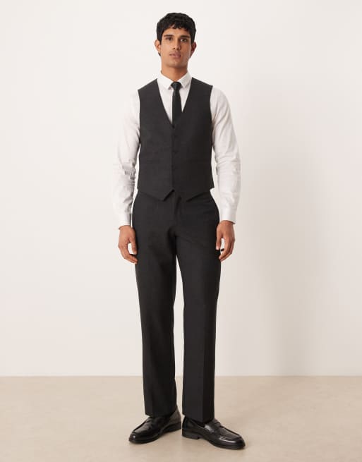 ASOS DESIGN - Smal gilet met wollook in antracietgrijs, 2 van 4