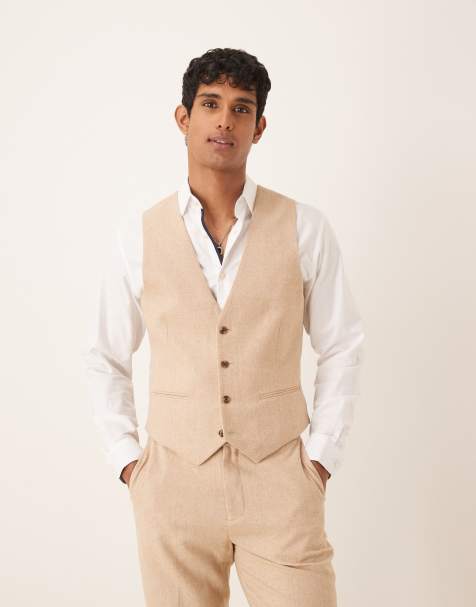 ASOS DESIGN - Smal gilet van wolmix in lichtbruin - view 1