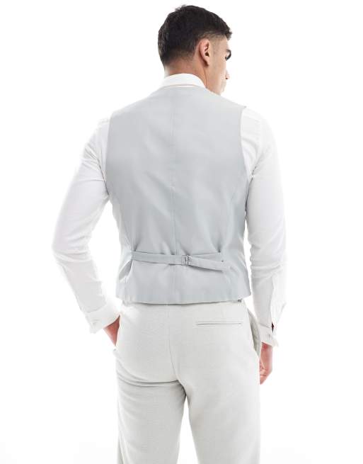 ASOS DESIGN - Smal gilet van wolmix in lichtgrijs, 4 van 5