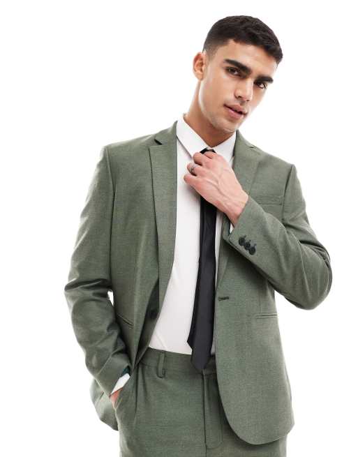 ASOS DESIGN - Smal habitjakke med Oxford-tekstur i skovgrøn