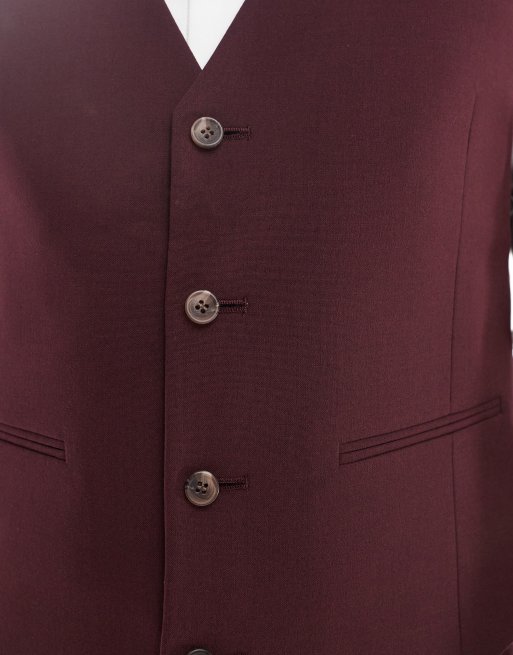 ASOS DESIGN - Smal habitvest i bordeaux, 3 af 5