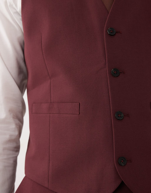 ASOS DESIGN - Smal habitvest i bordeaux, 5 af 5