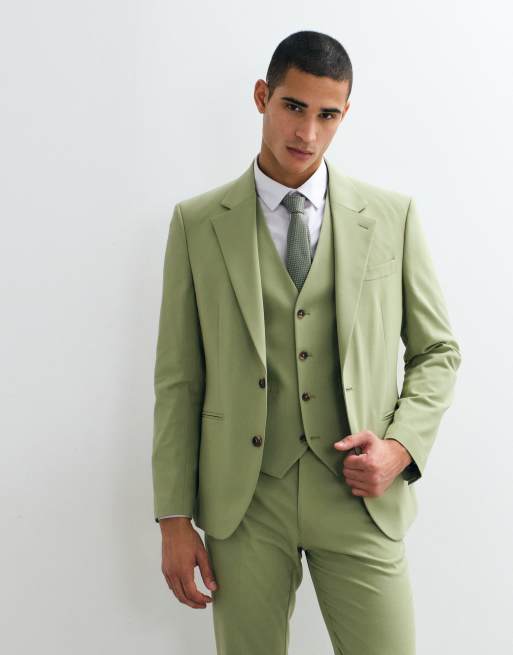 ASOS DESIGN smal kostymkavaj i grönt, 5 av 5