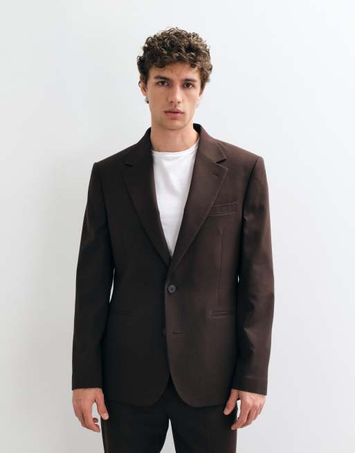 ASOS DESIGN smal kostymkavaj i mörkbrun, 5 av 5