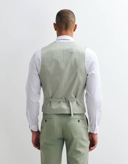 ASOS DESIGN smal kostymväst i salviagrönt, 2 av 5