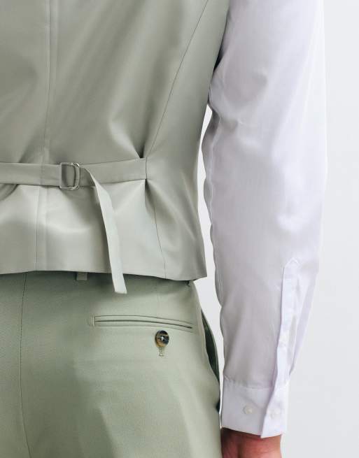 ASOS DESIGN smal kostymväst i salviagrönt, 3 av 5
