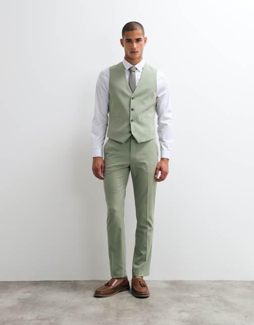 ASOS DESIGN smal kostymväst i salviagrönt, 4 av 5