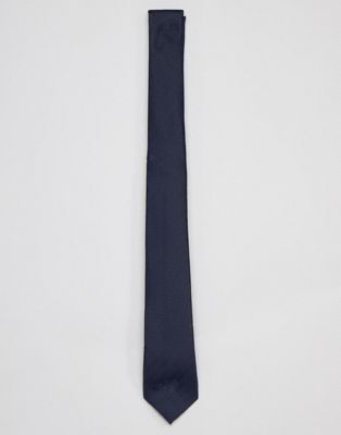 ASOS DESIGN – Smal, mörkblå och texturerad slips-Marinblå