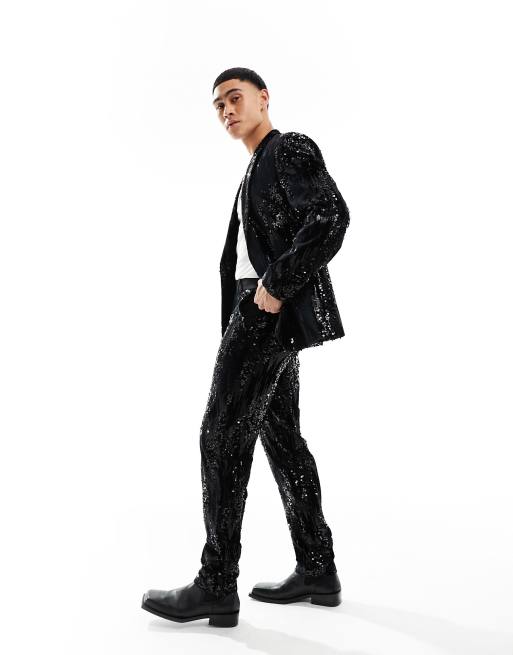 ASOS DESIGN - Smal og sort habitjakke med pailletter, 3 af 5