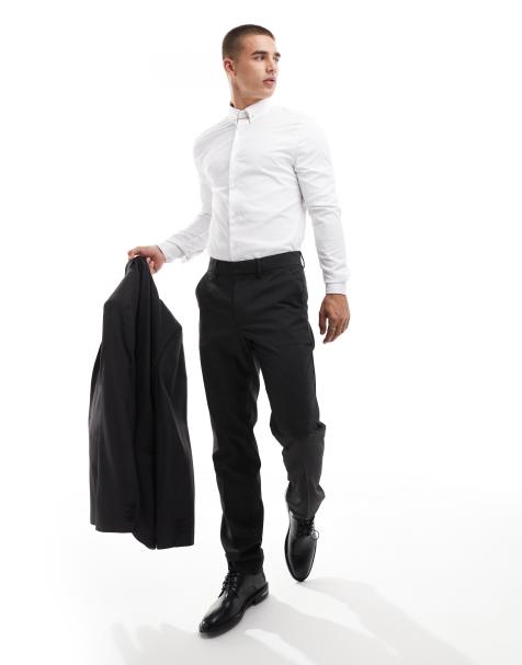 ASOS DESIGN - Smal overhemd met dasspeld in wit - view 1