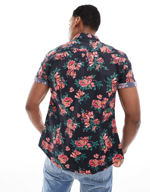 ASOS DESIGN - Smal overhemd met stretch in zwart met bloemenprint, 2 van 4