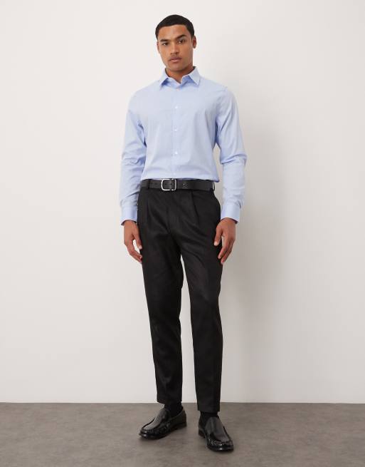 ASOS DESIGN - Smal overhemd met textuur in blauw, 2 van 5