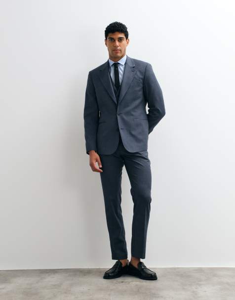 ASOS DESIGN - Smal pak van wasbare wolmix in marineblauw - view 1